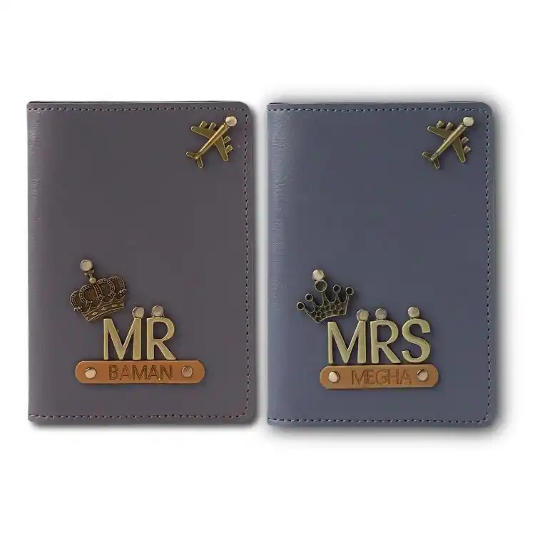 Send Grey Personalized Mr and Mrs Passport Cover